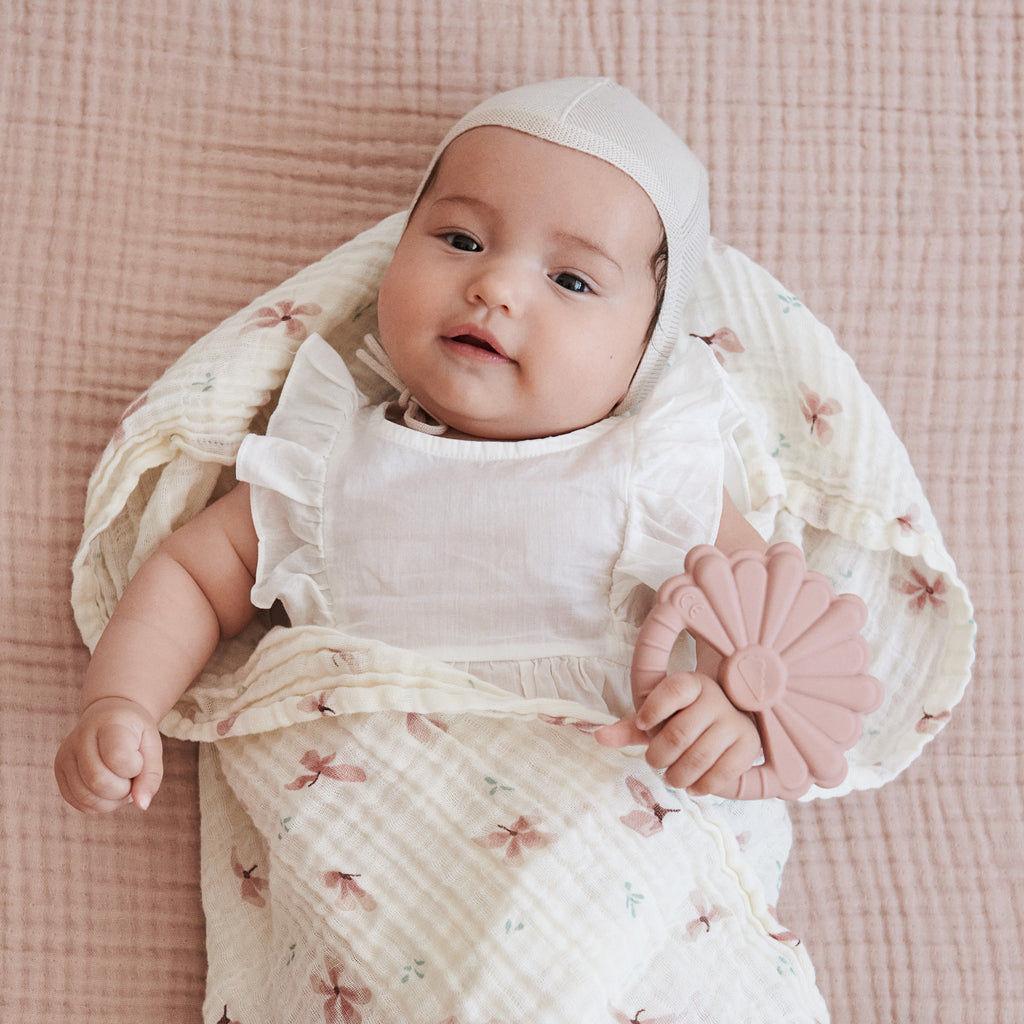 Flower Teether - Dusty Rose