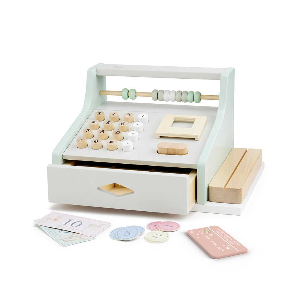 Wooden Cash Register, FSC 100% - Dusty Green