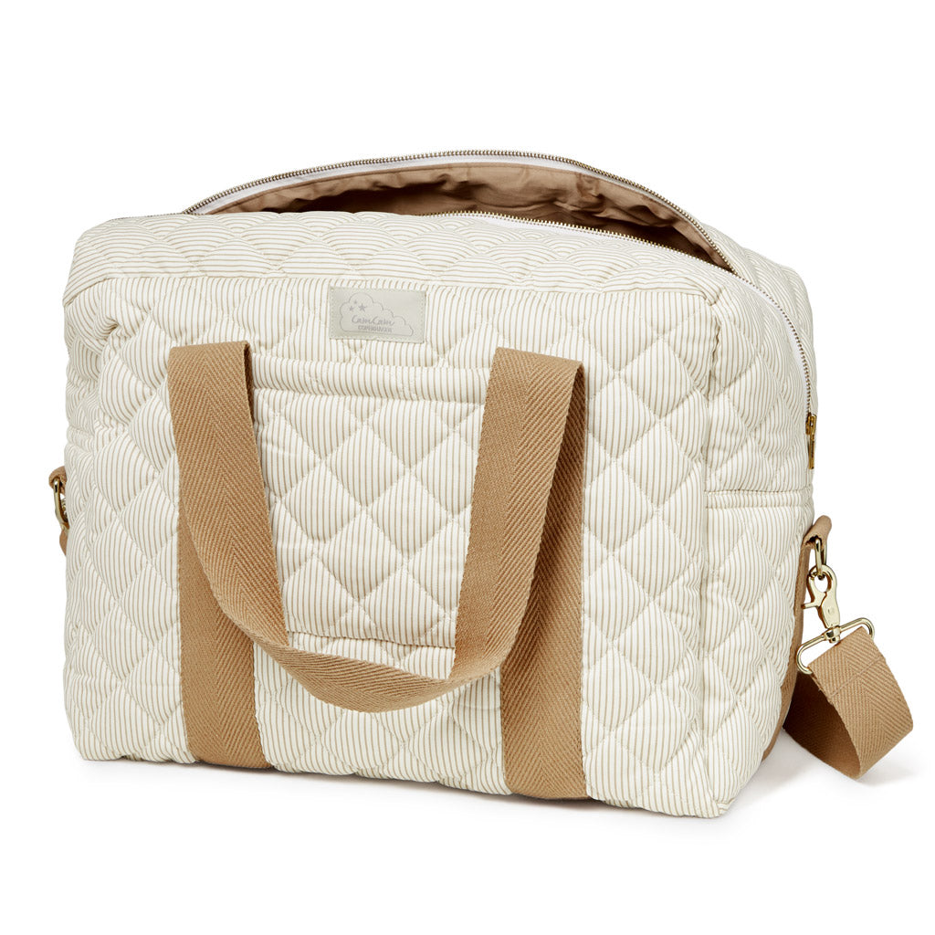Changing Bag w/pram straps, Large - OCS - Classic Stripes Camel