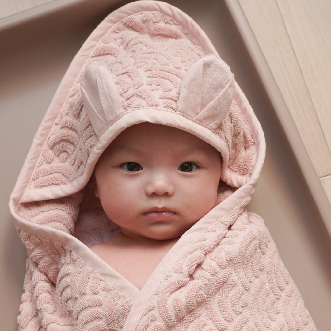 Towel, Baby, hooded w/ ears - GOTS Dusty Rose