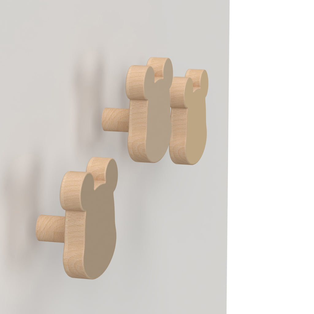 Wooden Bear Hooks, 3-pack - FSC 100%