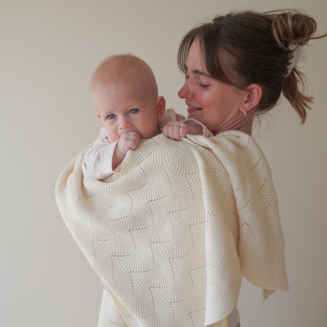 Scallop Knit Blanket - GOTS Natural