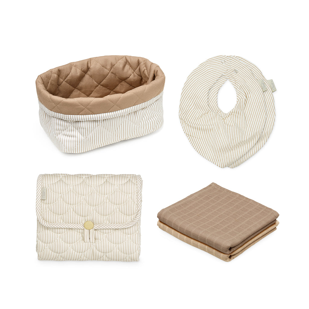 Birth Gift- Baby Care Set - Classic Stripes Camel