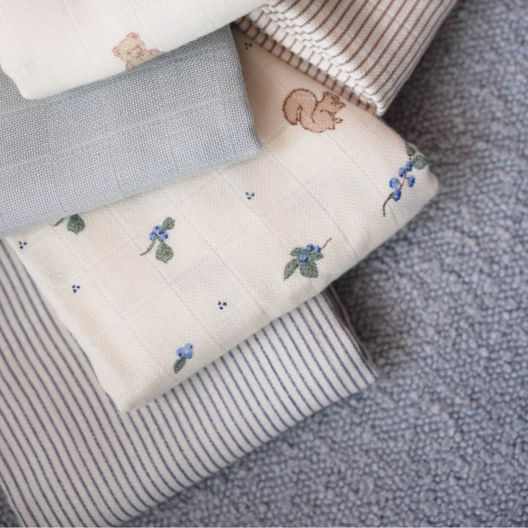 Muslin Cloth, 3-pack - GOTS Mix - Blueberries