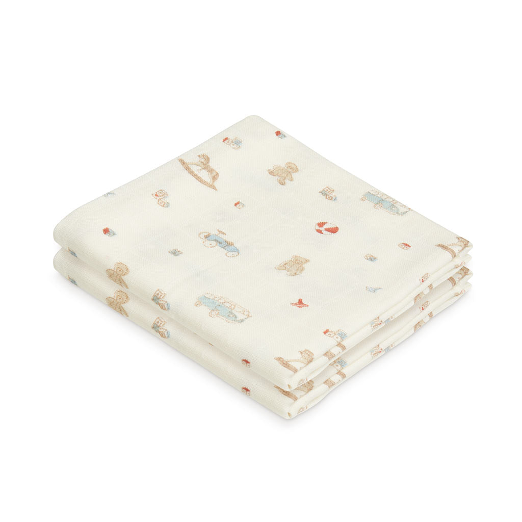 Muslin Cloth, Printed, 2-pack - GOTS - Vintage Toys