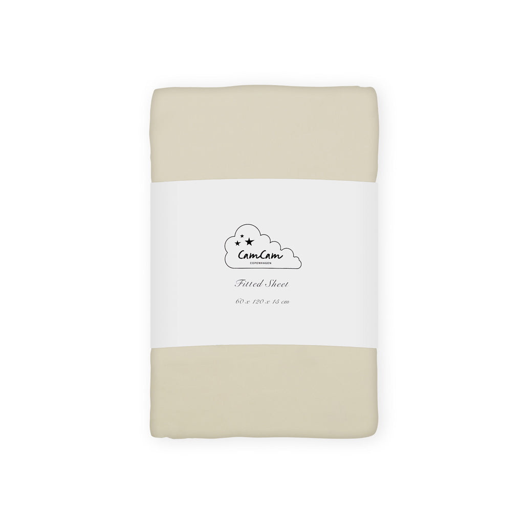 Sheet, Fitted, 60x120x15cm - GOTS - Praline