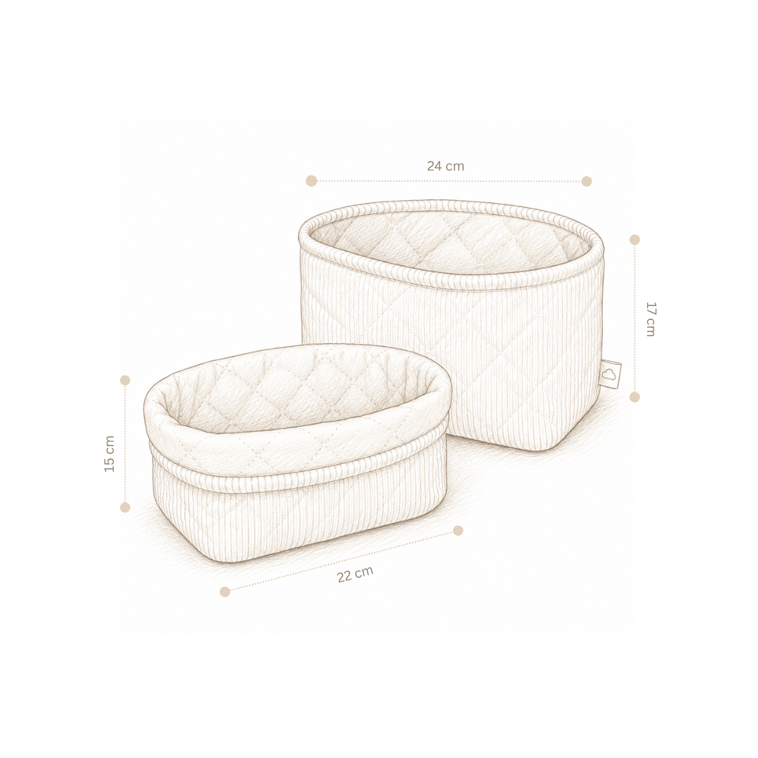 Quilted Storage Basket, Set of Two - OCS - Sea Garden
