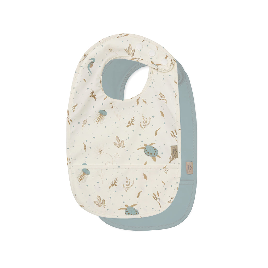 Bib w/ pocket, 2-pack - Sea Garden