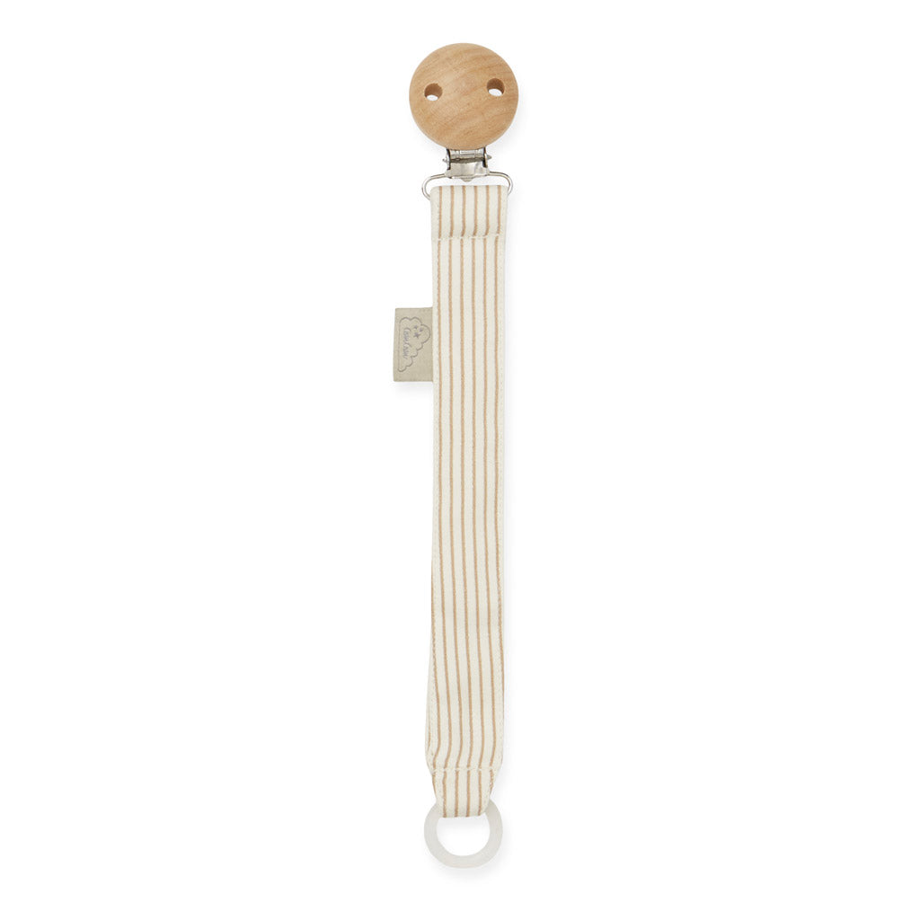 Pacifier Holder - GOTS Classic Stripes Camel