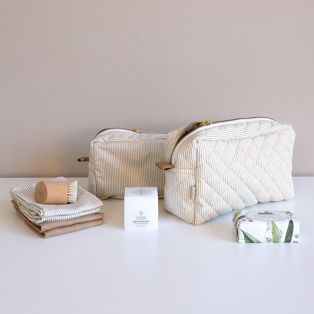 Make Up Bag - OCS Classic Stripes Camel