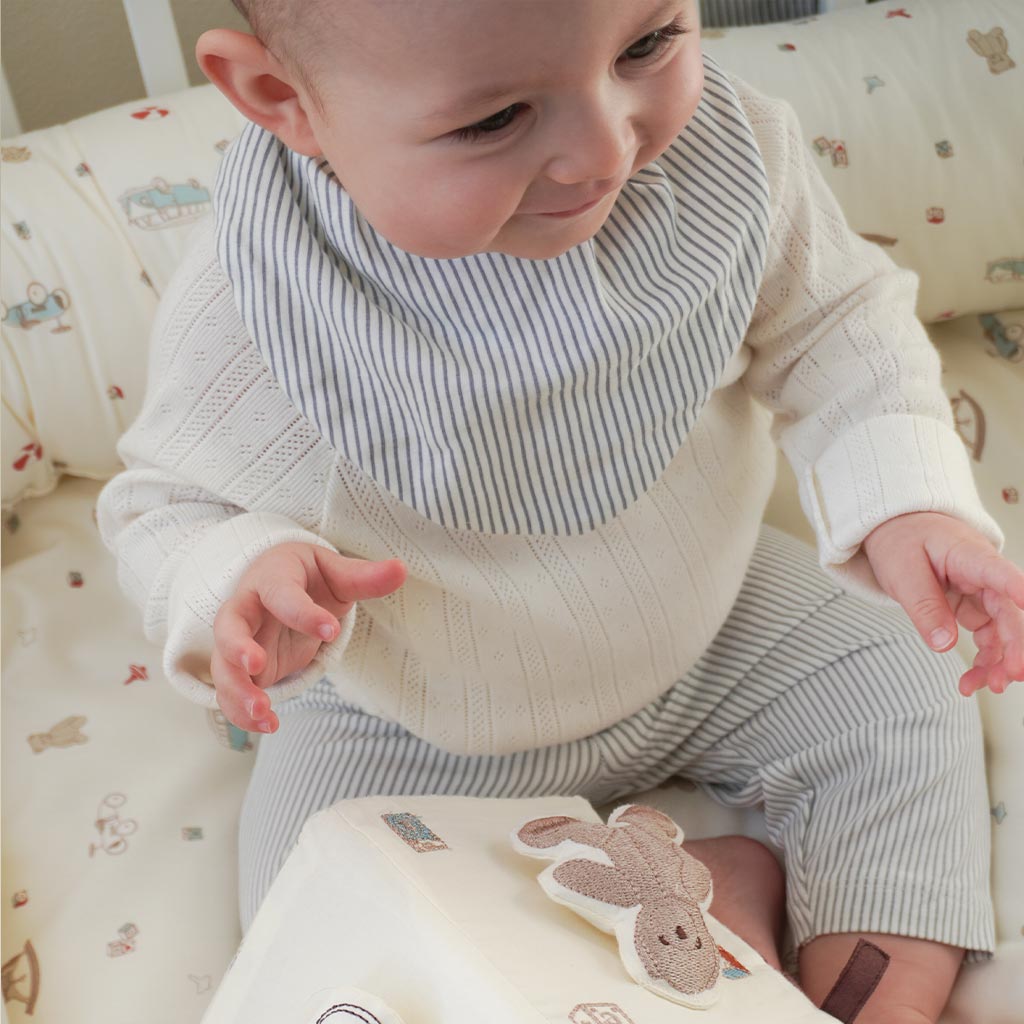 Bandana Bib, Jersey, 2-Pack - GOTS Classic Stripes Blue