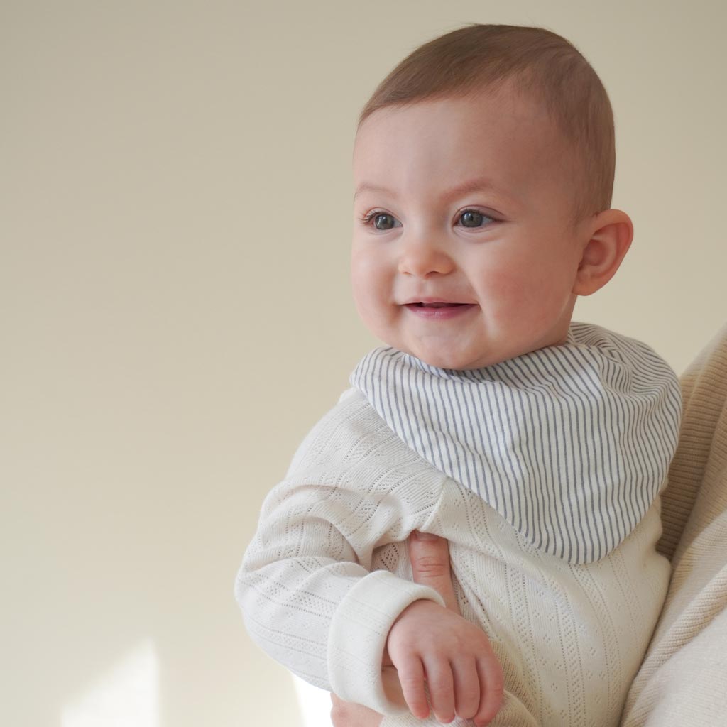 Bandana Bib, Jersey, 2-Pack - GOTS Classic Stripes Blue