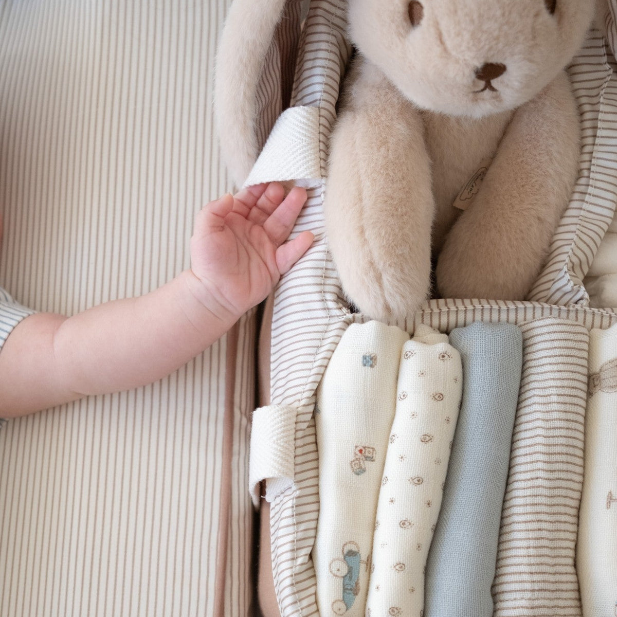 Diaper Caddy - OCS Classic Stripes Camel