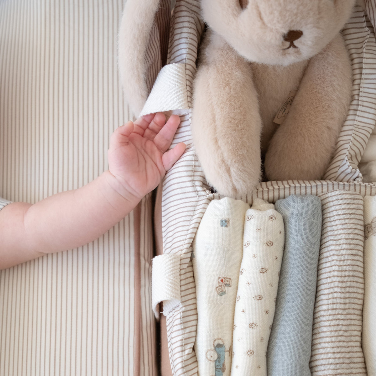 Diaper Caddy - OCS Classic Stripes Camel