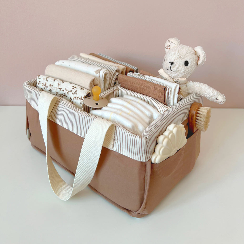 Diaper Caddy - OCS Classic Stripes Camel