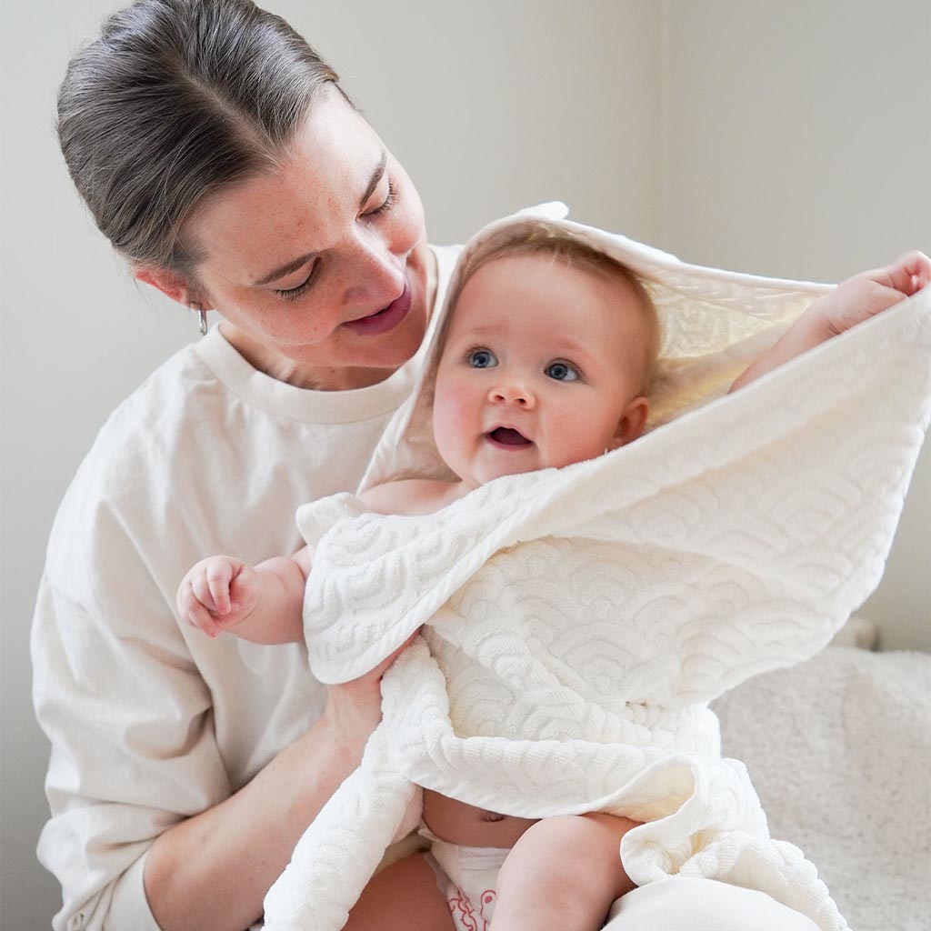 Towel, Baby, hooded w/ ears - GOTS Off-White