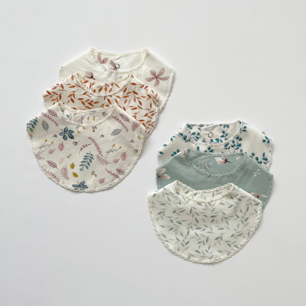 Teething Bib, Jersey - GOTS Caramel Leaves