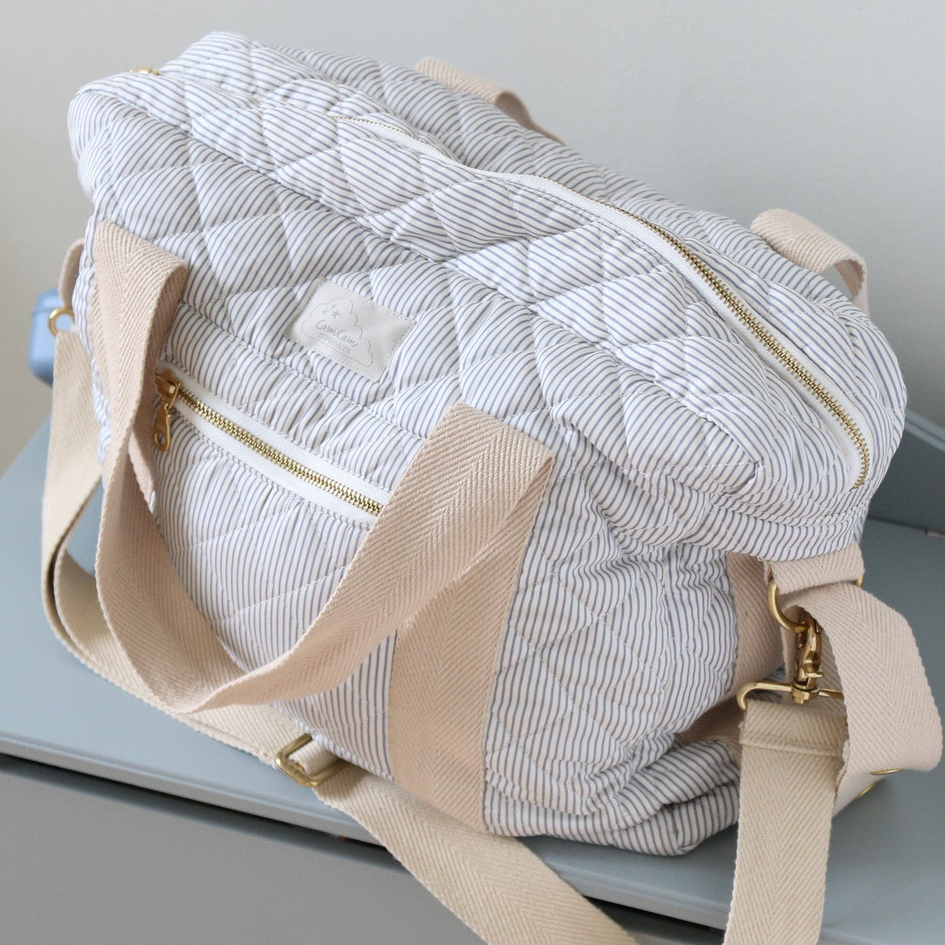 Changing Bag w/pram straps - OCS - Classic Stripes Blue