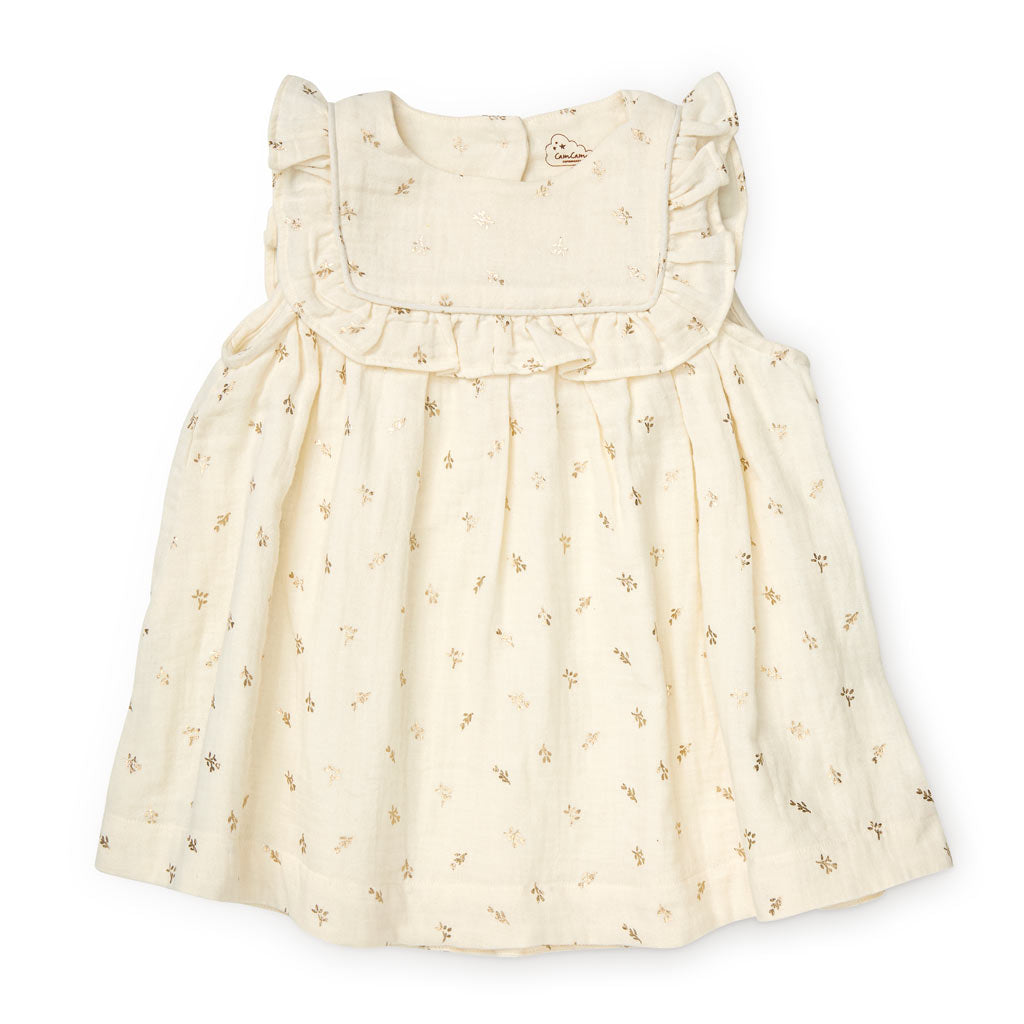Betty Dress - GOTS - Gold Flower