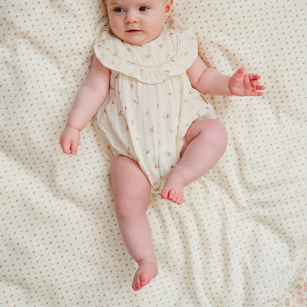Edith Romper - GOTS - Gold Flower