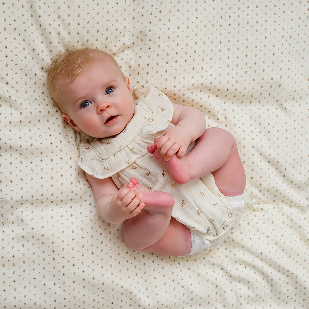 Edith Romper - GOTS - Gold Flower