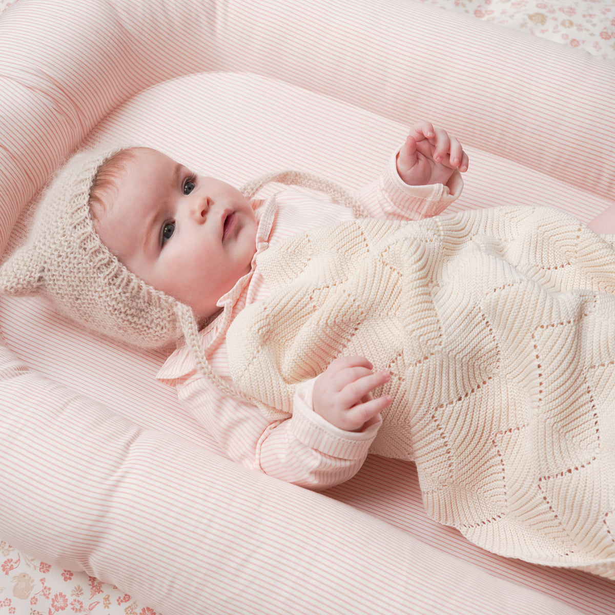 Scallop Knit Blanket - GOTS Natural