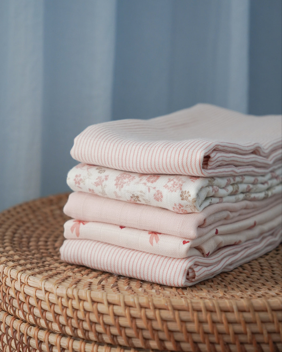 Muslin Cloth, 3-pack - GOTS Mix - Classic Stripes Rose