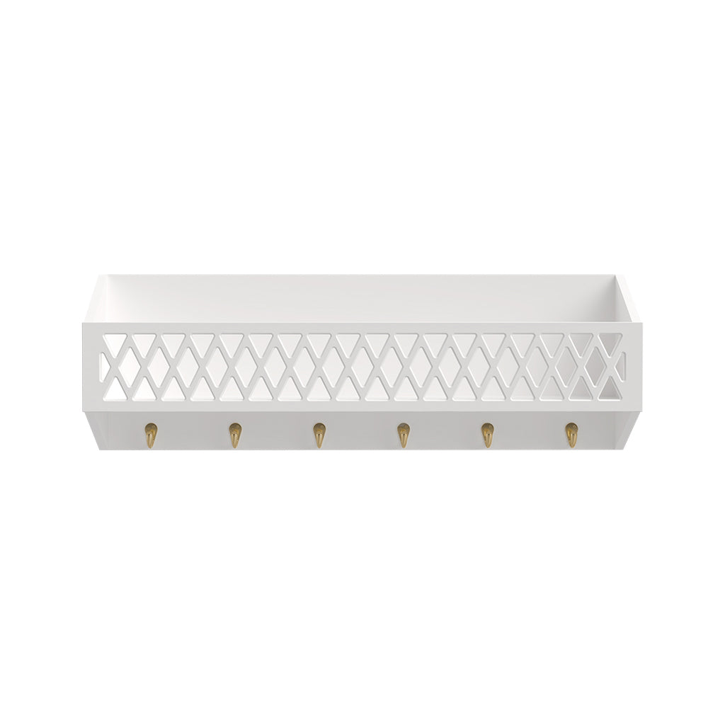 Harlequin Shelf with Hooks - White