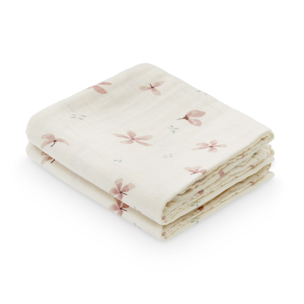 Muslin Cloth, Printed, 2-pack - GOTS Windflower Creme