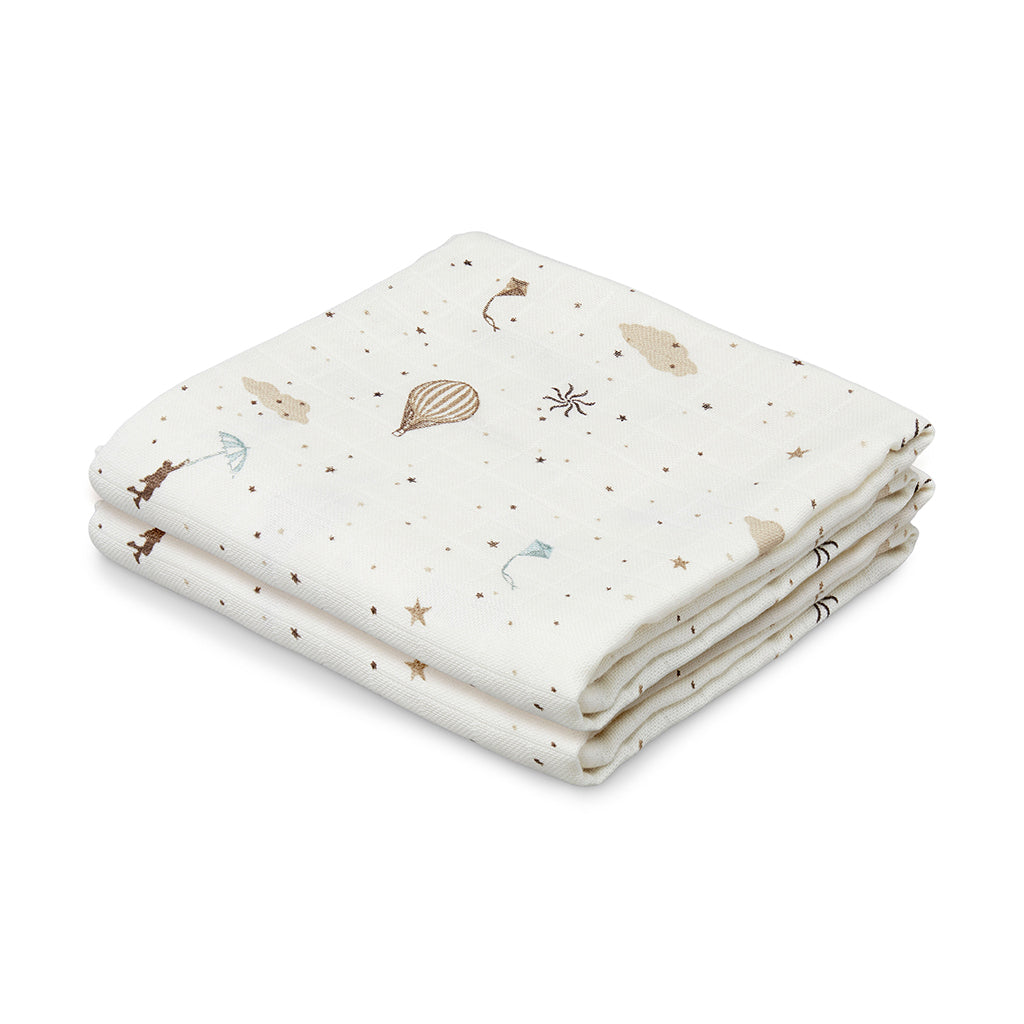 Muslin Cloth, Printed, 2-pack - GOTS Dreamland