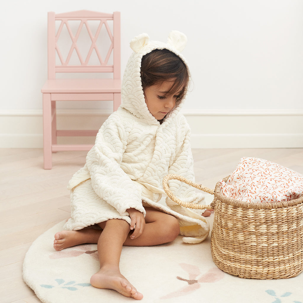 Bathrobe, Hooded w/ ears, 1-2 yrs - GOTS Off-White