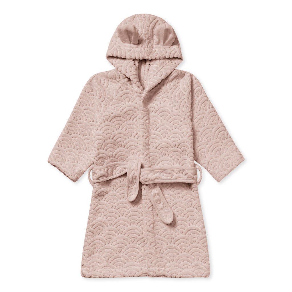 Bathrobe, Hooded w/ ears, 1-2 yrs - GOTS Dusty Rose