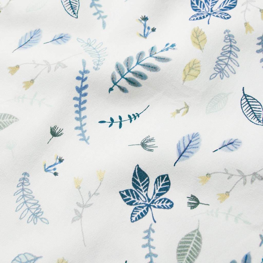 Bedding, Baby, 70x100cm - GOTS Pressed Leaves Blue - UPCYCLED