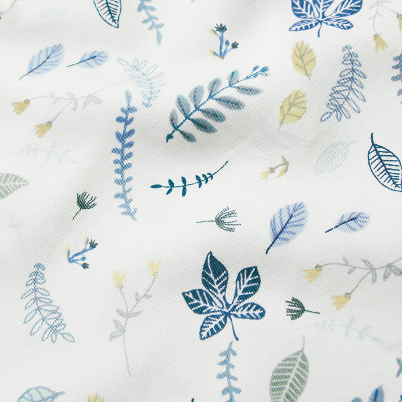 Bedding, Single, 140x200cm - GOTS Pressed Leaves Blue - UPCYCLED