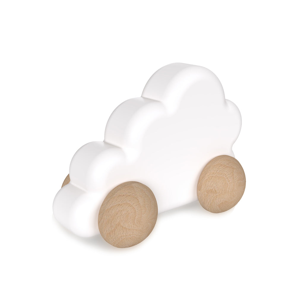 Regenbogen-/Wolkenauto aus Holz, FSC 100 % – Weiß