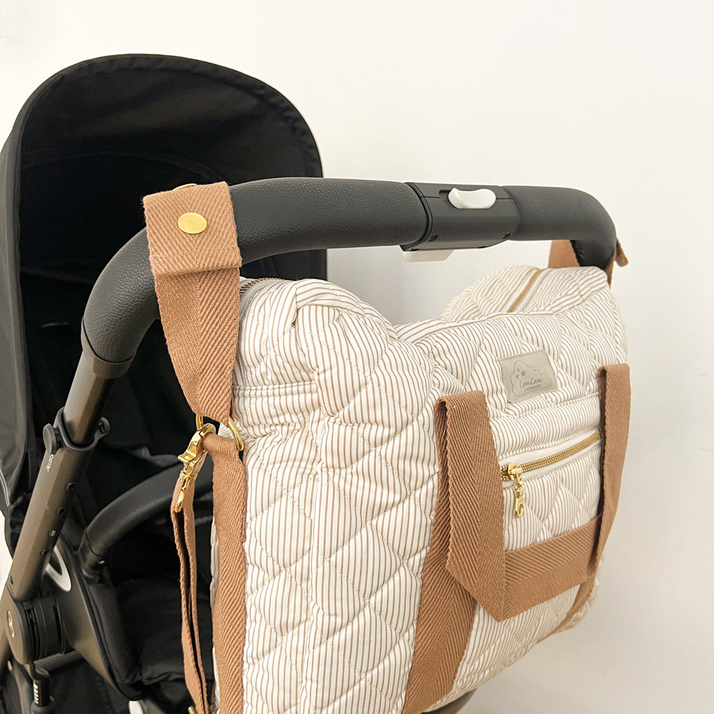 Changing Bag w/pram straps - OCS - Classic Stripes Camel