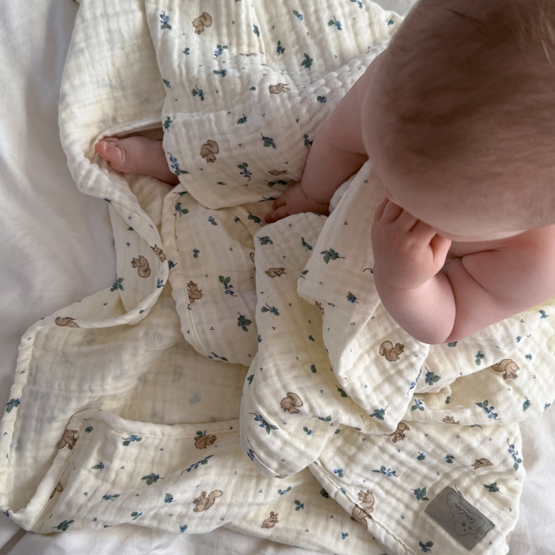 Muslin Baby Blanket - GOTS - Blueberries