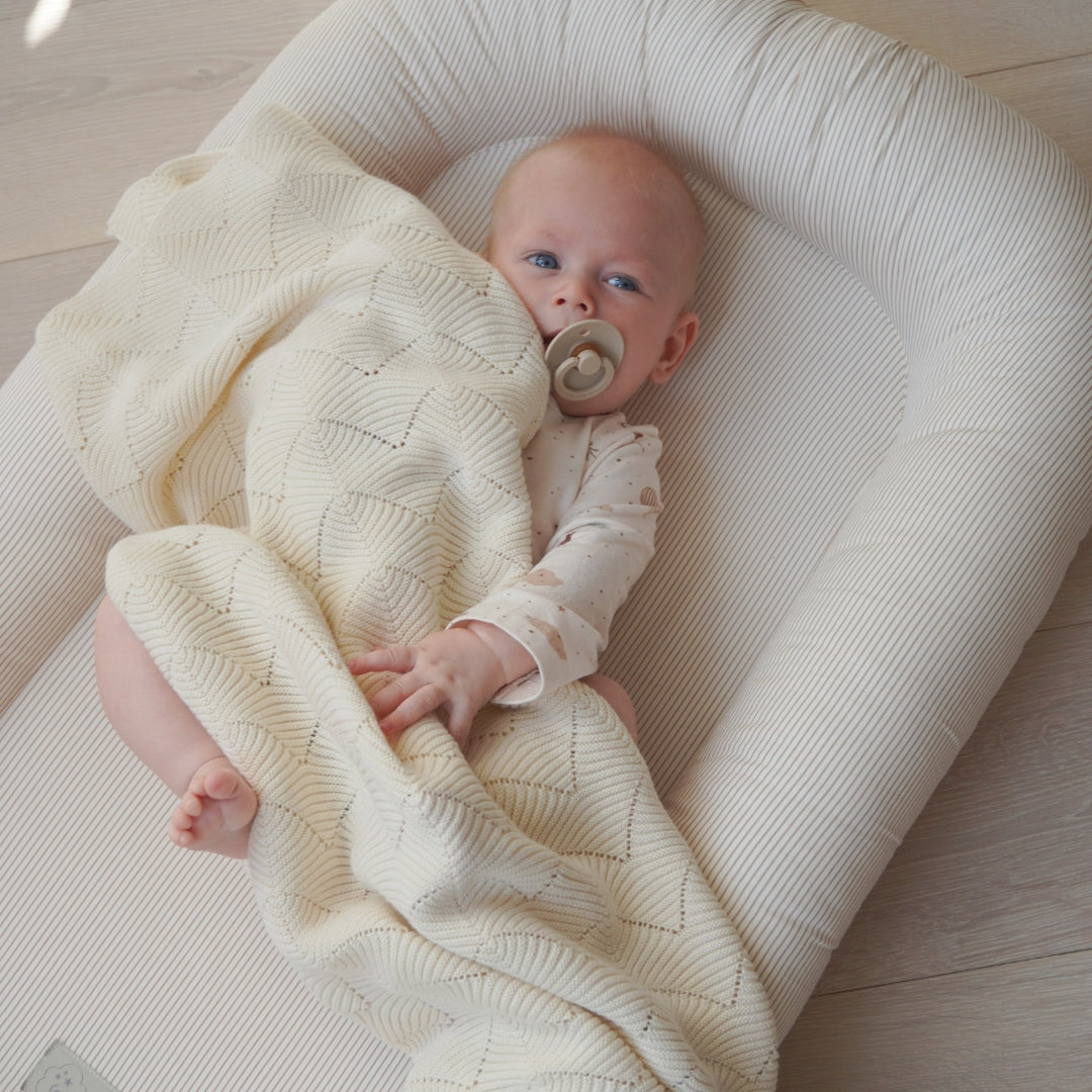 Scallop Knit Blanket - GOTS Natural