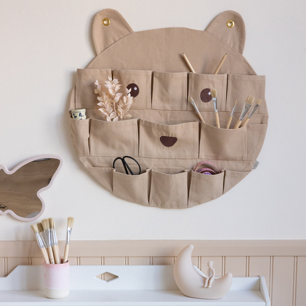 Hanging Organizer - Bear - GOTS - Latte