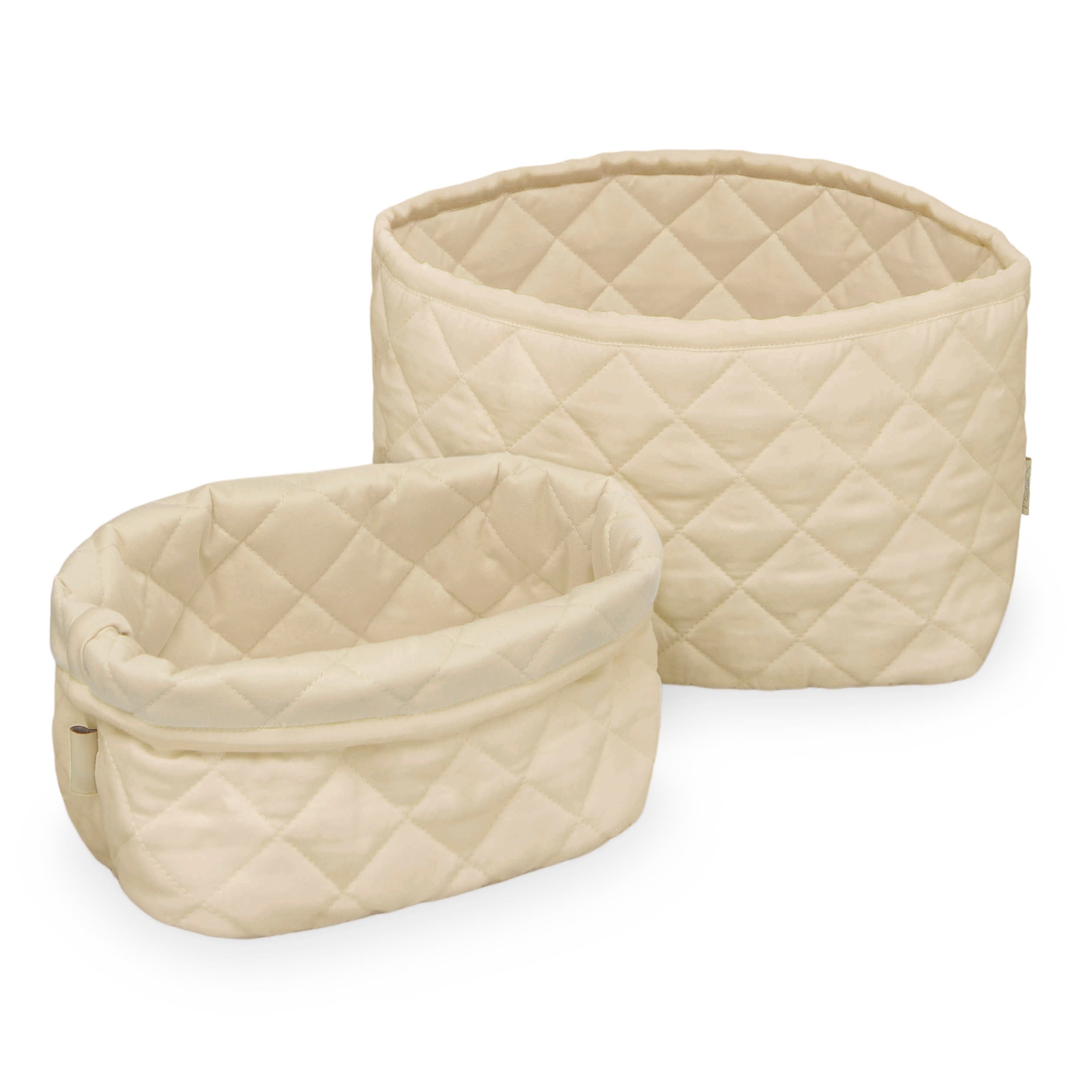 Quilted Storage Basket, Set of Two - OCS - Praline