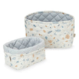 Quilted Storage Basket, Set of Two - OCS Forest/ Dusty Blue