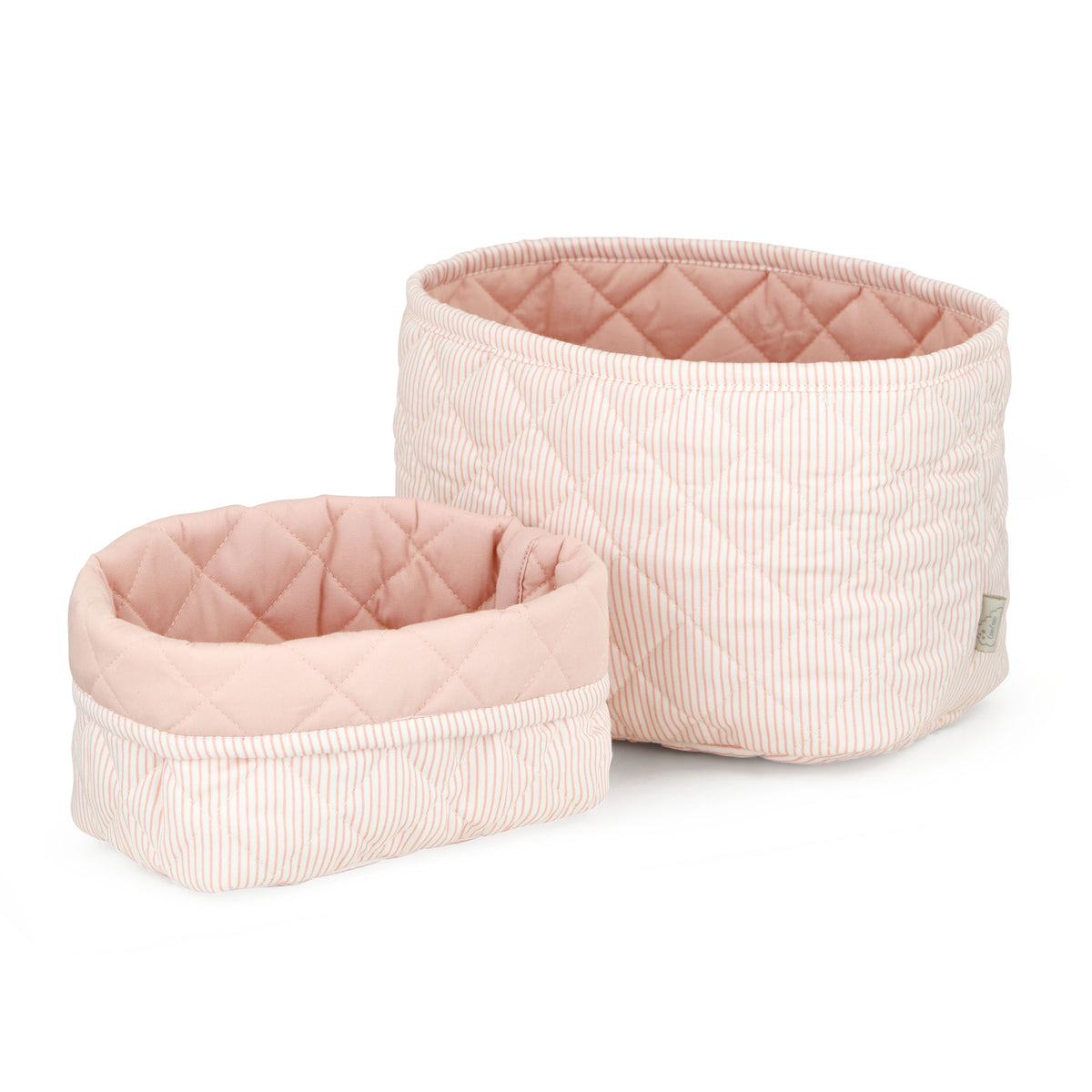 Quilted Storage Basket, Set of Two - OCS - Classic Stripes Rose