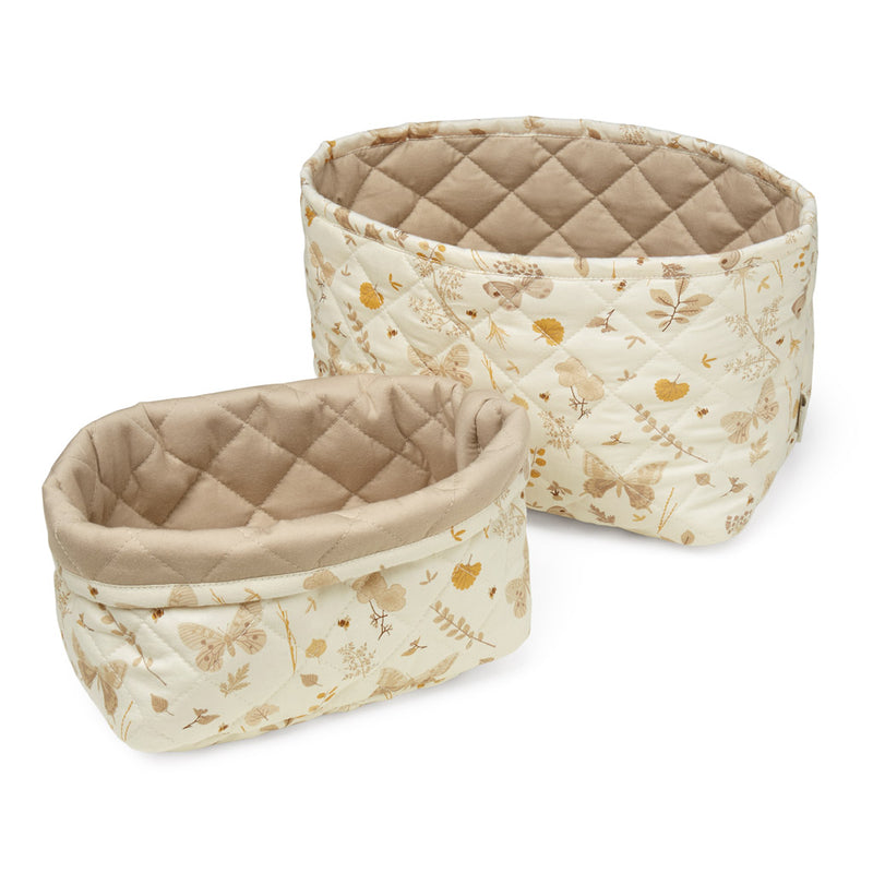 Quilted Storage Basket, Set of Two - OCS Butterflies/ Latte