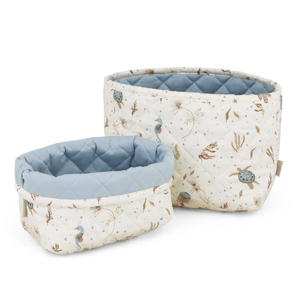 Quilted Storage Basket, Set of Two - OCS - Sea Garden