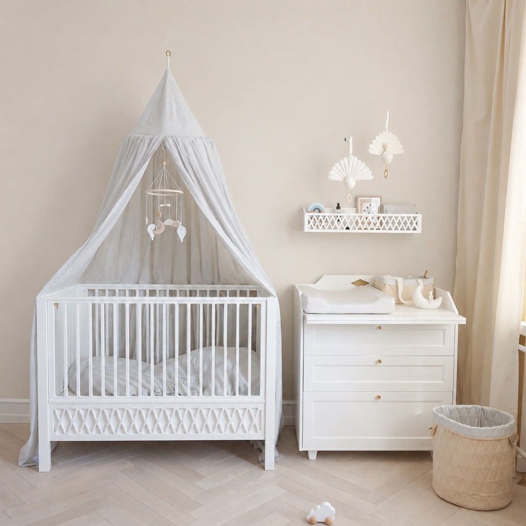 Bed Canopy - GOTS Classic Stripes Blue