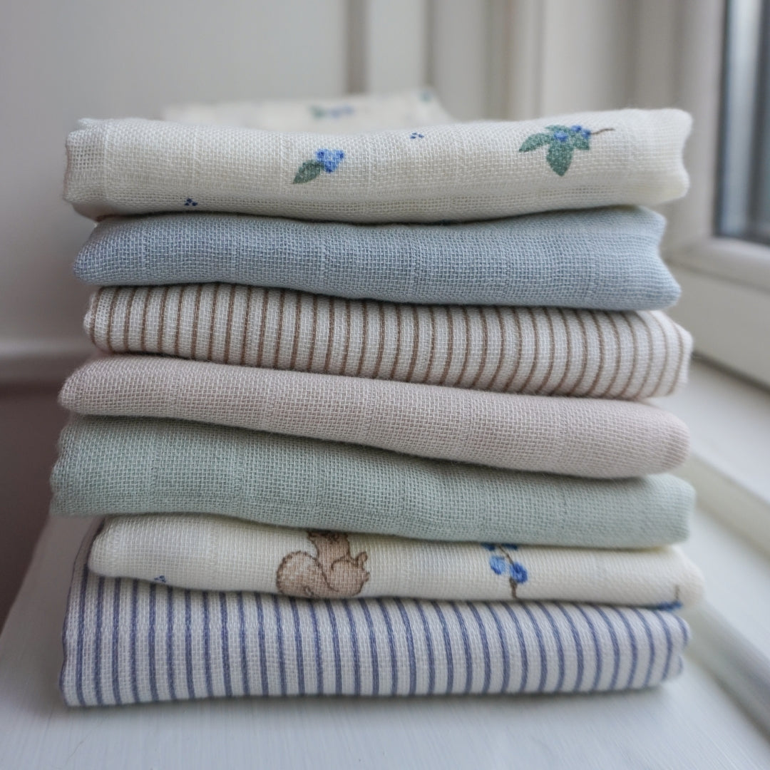 Muslin Cloth, 3-pack - GOTS Mix - Blueberries