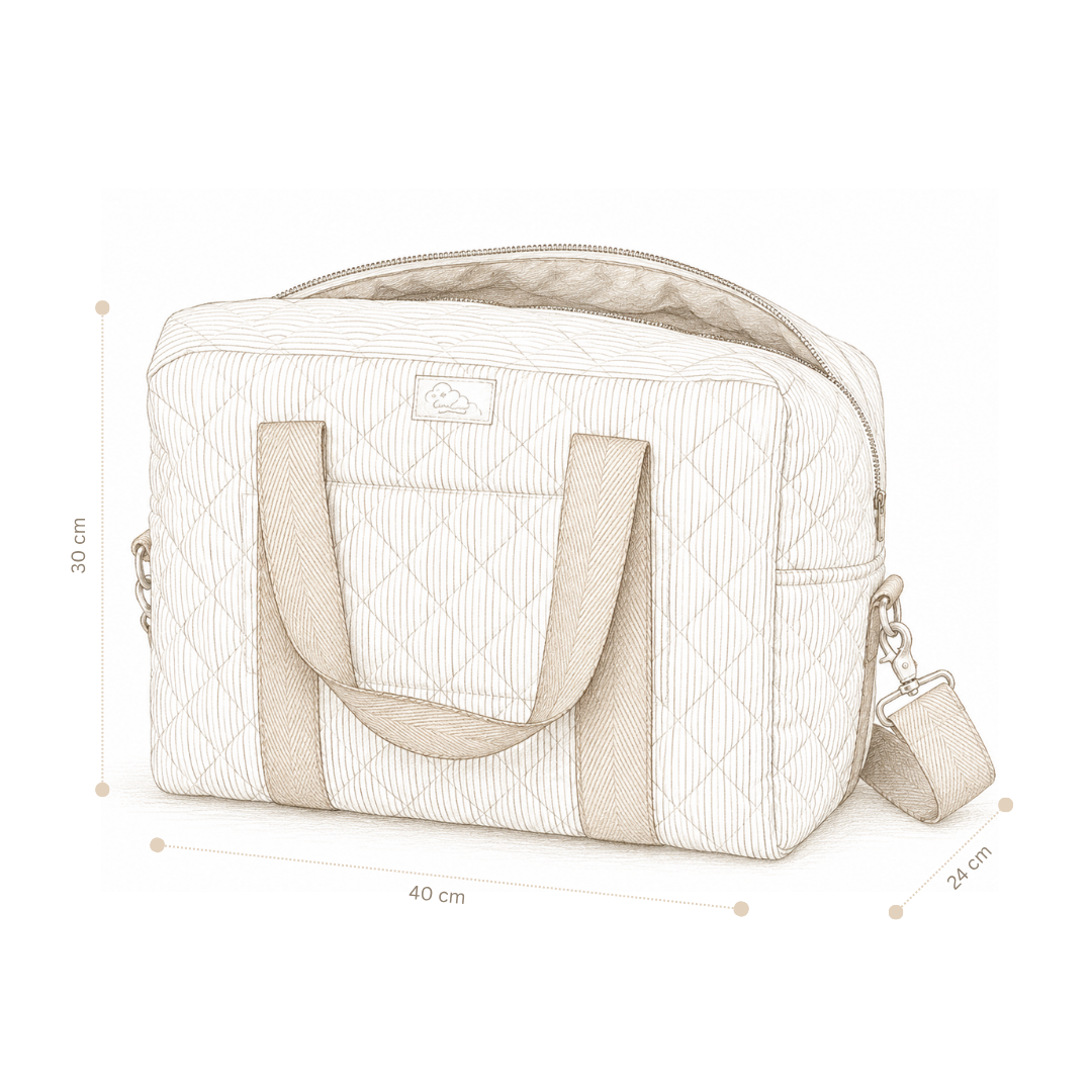 Changing Bag w/pram straps, Large - OCS - Classic Stripes Camel