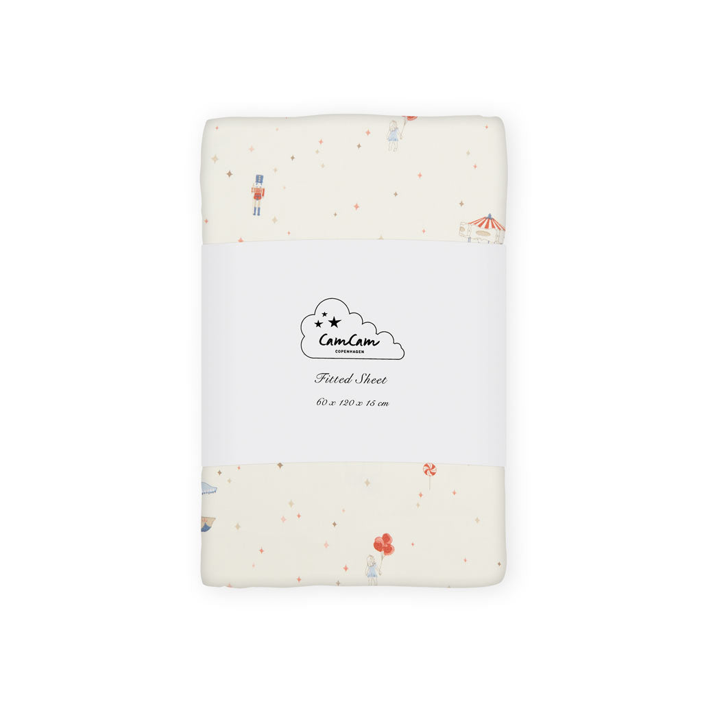 Fitted Sheet, 60x120x15cm - GOTS - Carousel