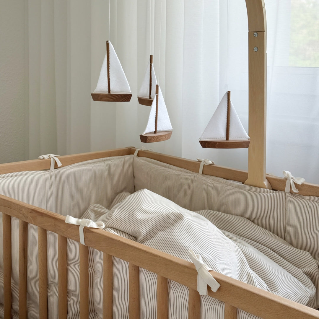 Cot Bumper - OCS Classic Stripes Camel