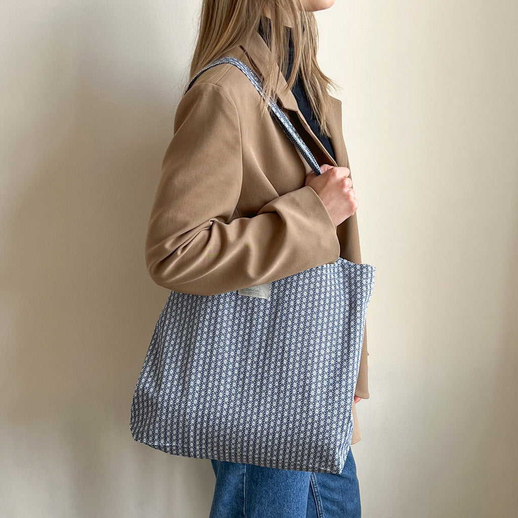 Fabric Bag, Sashiko Blue - UPCYCLED